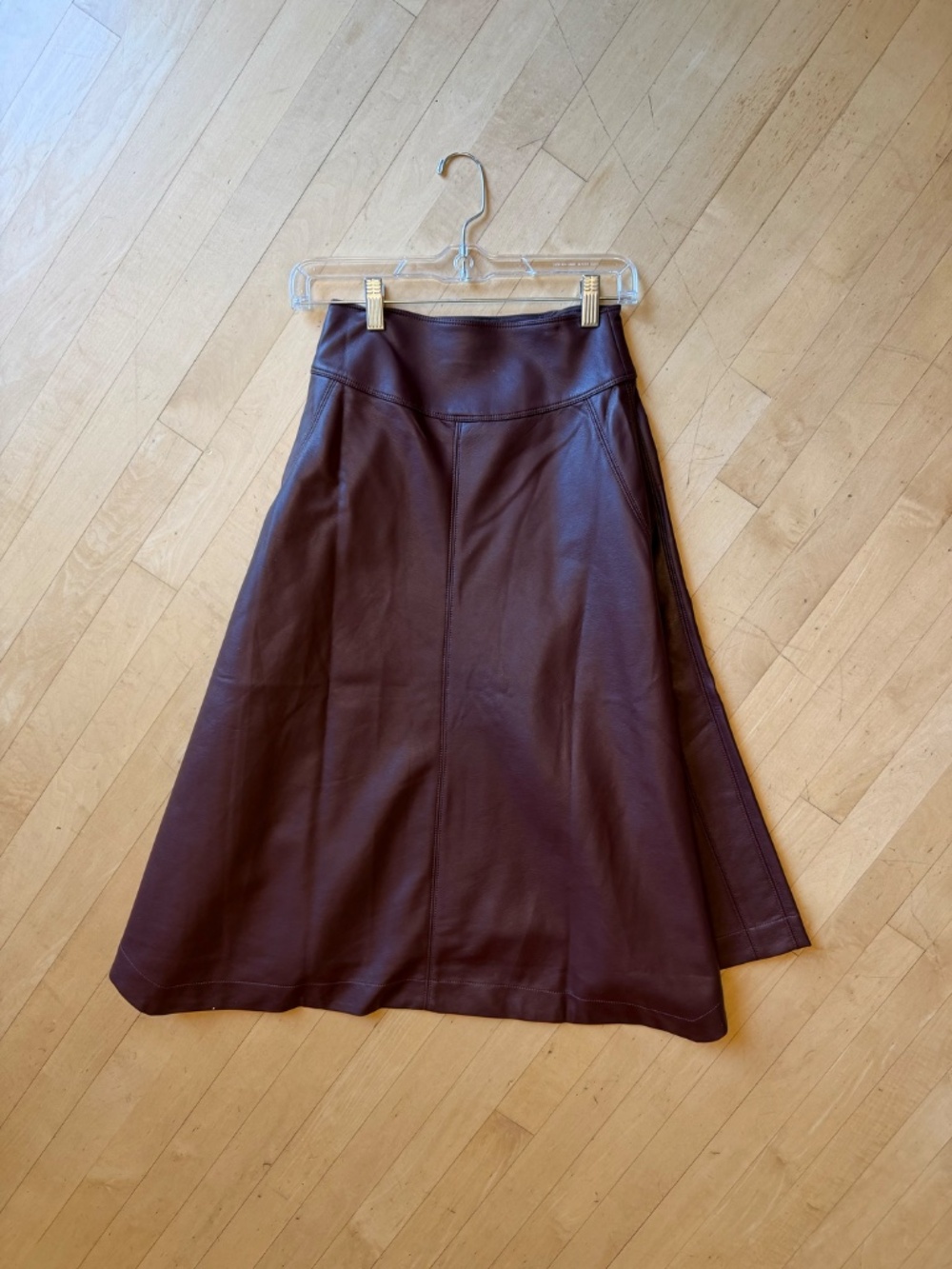 Anthropologie Brown vegan midi skirt, XXS, GD1277 - Picture 3 of 3